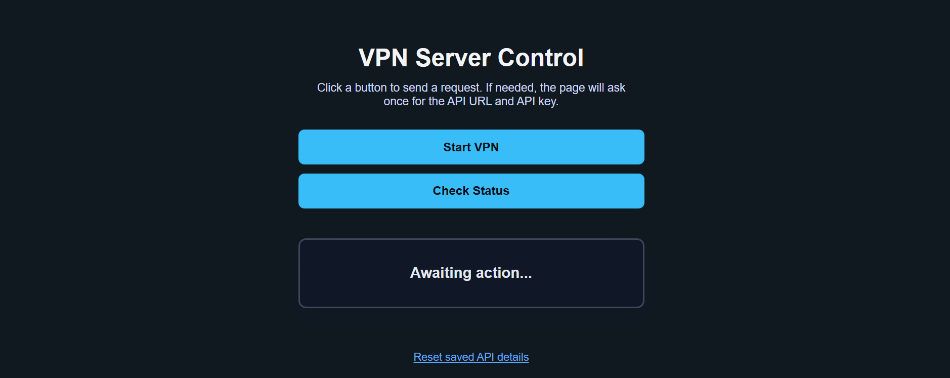 Serverless VPN Control の画面